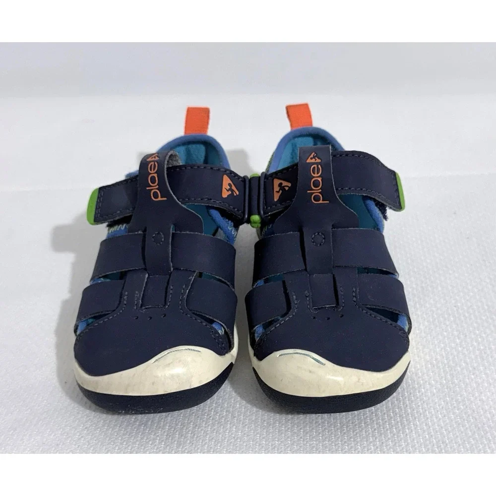 Plae Sam 2.0 Athletic Sandals Boys US 9 EU 25 Navy Breathable Flexible Shoes